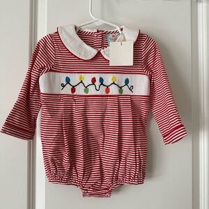 Smocked Christmas Lights Bubble NWT